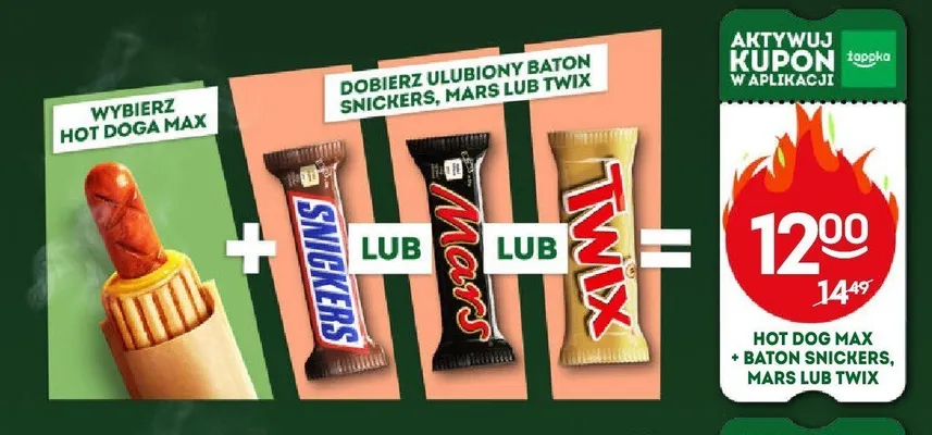 Zestaw hot dog Max + baton Snickers promocja w Żabka