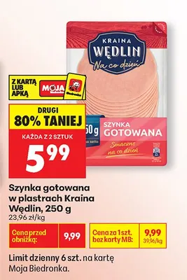 Szynka gotowana w plastrach promocja w Biedronka