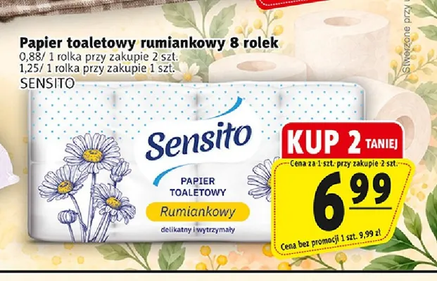 Papier toaletowy rumiankowy 8-pak Sensito promocja w Prim Market