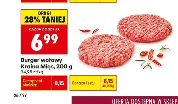 Burger wołowy Kraina Mięs promocja w Biedronka