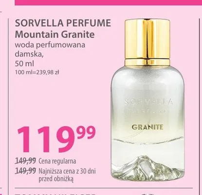 Woda perfumowana damska SORVELLA PERFUME Mountain Granite promocja w Hebe