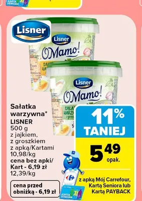 Sałatka warzywna Lisner O Mamo! z jajkiem promocja w Carrefour