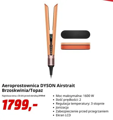 Aeroprostownica Dyson Airstrait Brzoskwinia/Topaz promocja w Media Markt