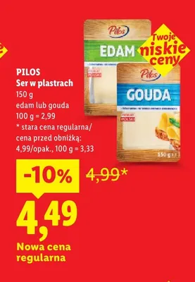 Ser Gouda w plastrach Pilos promocja w Lidl