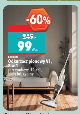 Odkurzacz pionowy ENCHEN V1 2 w 1 przewodowy 14 kPa biały lub czarny promocja w Biedronka Home