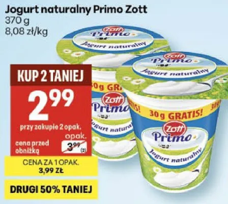 Jogurt naturalny Primo Zott promocja w Delikatesy Centrum