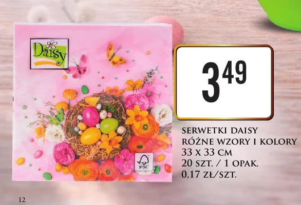 Serwetki Daisy różne wzory i kolory promocja w Dino