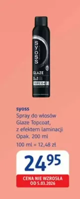 Spray do włosów Syoss Glaze Topcoat z efektem laminacji promocja w Drogerie DM