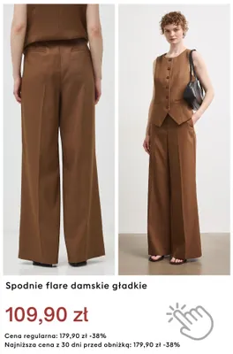 Spodnie flare damskie gładkie promocja w Medicine