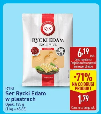 Ser Rycki Edam Exclusive w plastrach Ryki promocja w Aldi