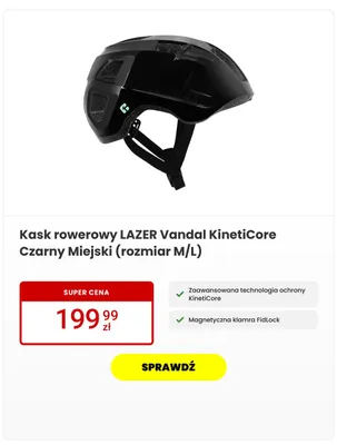 Kask rowerowy LAZER Vandal KinetiCore Czarny Miejski (rozmiar M/L) promocja w Media Expert