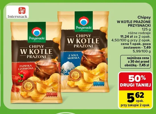Chipsy w kotle prażone Przysnacki o smaku czerwonej papryki promocja w Carrefour
