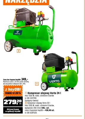 Kompresor olejowy Verto 24 l promocja w OBI
