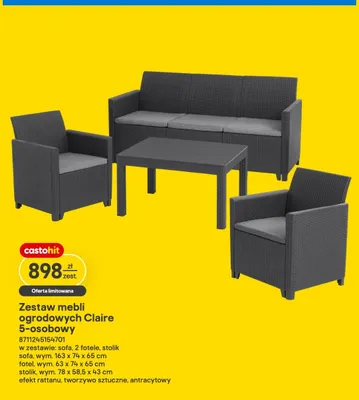 Zestaw mebli ogrodowych Claire 5-osobowy promocja w Castorama