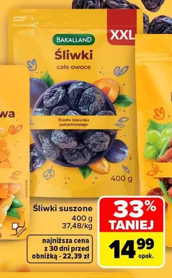 Śliwki suszone Bakalland promocja w Carrefour