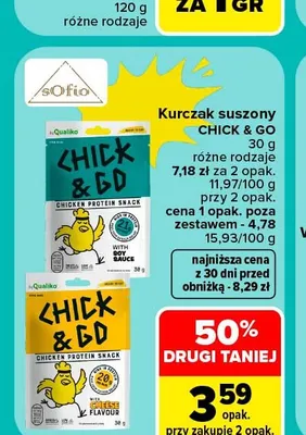 Kurczak suszony with cheese flavour Chick & Go promocja w Carrefour