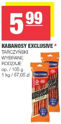 Kabanosy Exclusive wybrane rodzaje promocja w SPAR