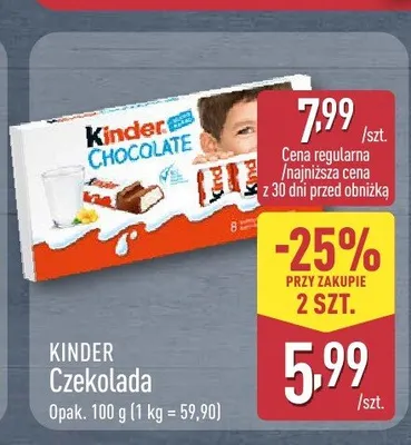 Czekolada Kinder Chocolate promocja w Aldi