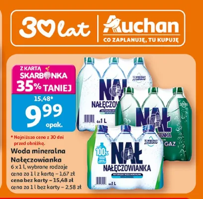 Woda mineralna Nałęczowianka gazowana 6-pak promocja w Auchan