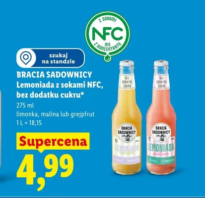 Lemoniada malina Bracia Sadownicy promocja w Lidl