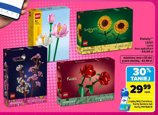 Klocki LEGO Kwiaty Sunflowers 40524 promocja w Carrefour Market