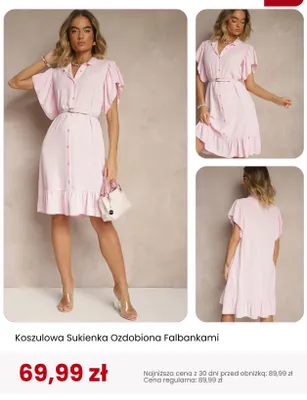 Sukienka koszulowa Renee ozdobiona falbankami promocja w Renee