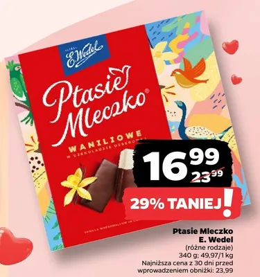 Ptasie Mleczko waniliowe w czekoladzie deserowej promocja w Netto