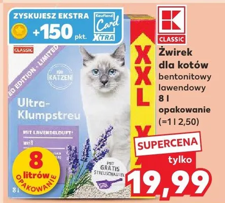 Żwirek dla kotów K Classic Ultra-Klumpstreu bentonitowy lawendowy XXL promocja w Kaufland