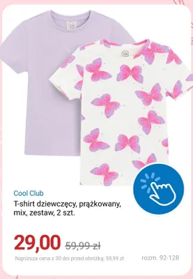 T-shirt dziewczęcy prążkowany mix zestaw Cool Club 2-pak promocja w Smyk
