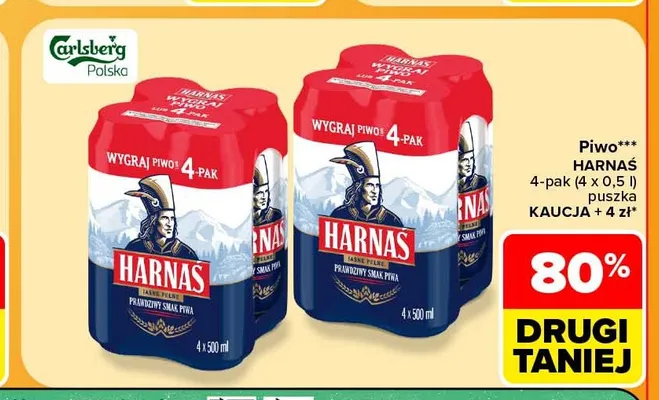 Piwo Harnaś 4-pak promocja w Carrefour