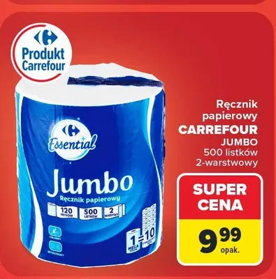 Ręcznik papierowy Carrefour Essential Jumbo promocja w Carrefour
