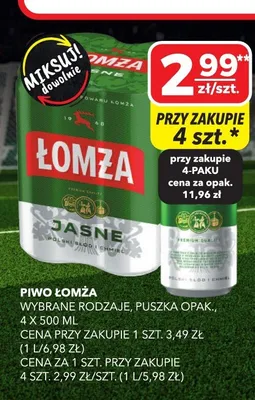 Piwo Łomża Jasne promocja w Top Market