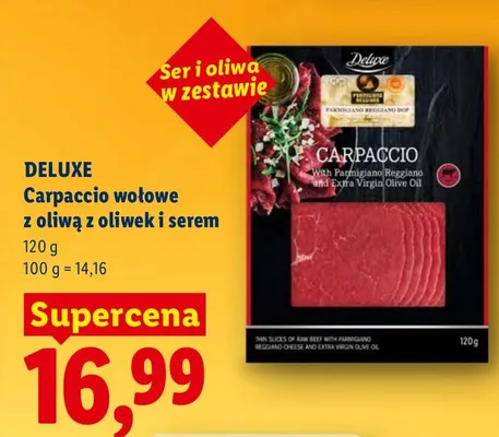 Carpaccio wołowe z oliwą z oliwek i serem promocja w Lidl