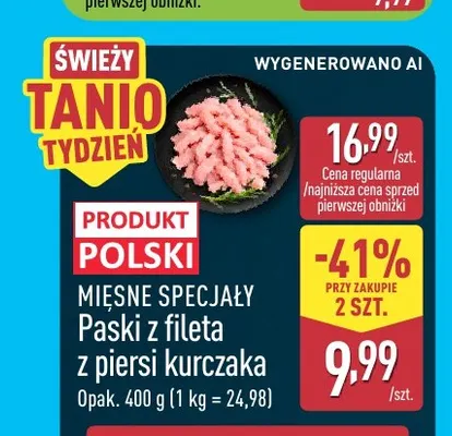 Paski z fileta z piersi kurczaka Mięsne Specjały promocja w Aldi
