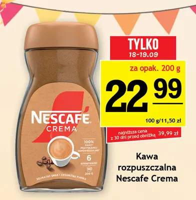 Kawa rozpuszczalna Nescafe Crema promocja w Gram Market