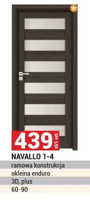 Drzwi NAVALLO 1-4 ramowa konstrukcja okleina enduro 3D plus 60-90 promocja w Merkury Market