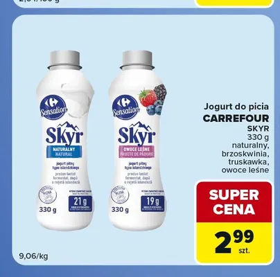Jogurt do picia Skyr Carrefour Sensation truskawka promocja w Carrefour Market