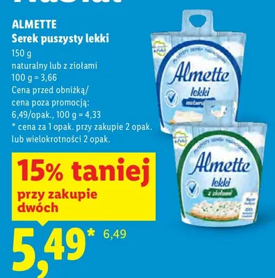 Serek puszysty lekki Almette naturalny promocja w Lidl