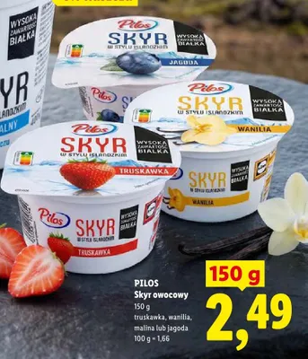 Skyr owocowy waniliowy Pilos promocja w Lidl