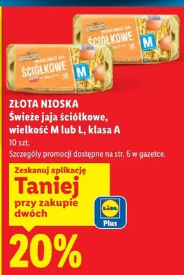 Jaja ściółkowe, wielkość M lub L, klasa A Złota Nioska promocja w Lidl