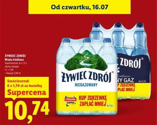 Woda źródlana niegazowana Żywiec Zdrój 6-pak promocja w Lidl