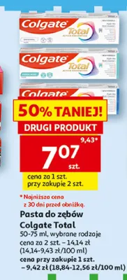Pasta do zębów Colgate Total Active Prevention Fresh Mint promocja w Auchan