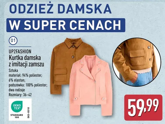 Kurtka damska z imitacji zamszu promocja w Aldi