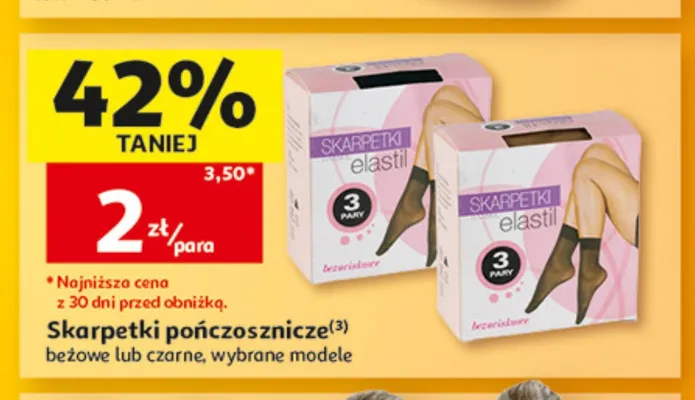 Skarpetki pończosznicze beżowe promocja w Auchan