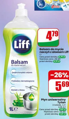 Balsam do mycia naczyń z aloesem Liff Premium promocja w Dino