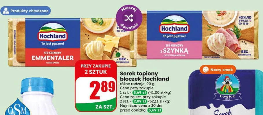 Serek topiony bloczek Hochland Emmentaler promocja w Dino