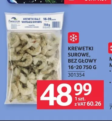 Krewetki surowe bez głowy 16-20 Freezco promocja w Selgros
