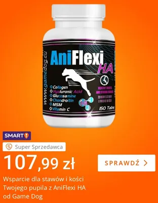 Wsparcie dla stawów i kości pupila AniFlexi HA Game Dog promocja w Allegro