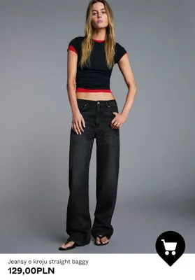 Jeansy o kroju straight baggy promocja w Bershka