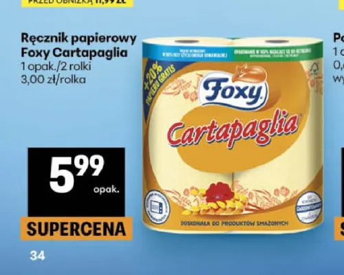 Ręcznik papierowy Foxy Cartapaglia 2-pak promocja w Delikatesy Centrum